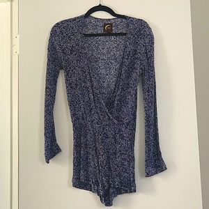 Planet Blue Blu Moon Blur Pattern Romper